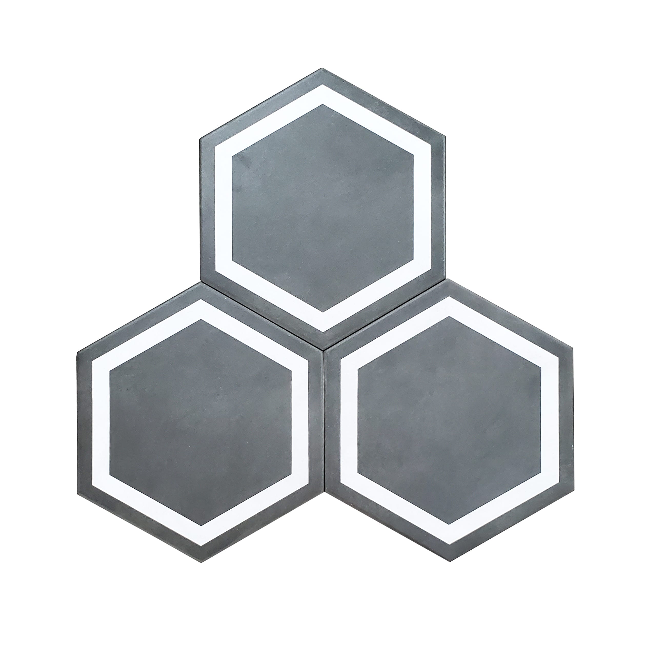 7×8 Form Hexagon Tile_Graphite wIvory_2.80sfct_3.89r_3.25s