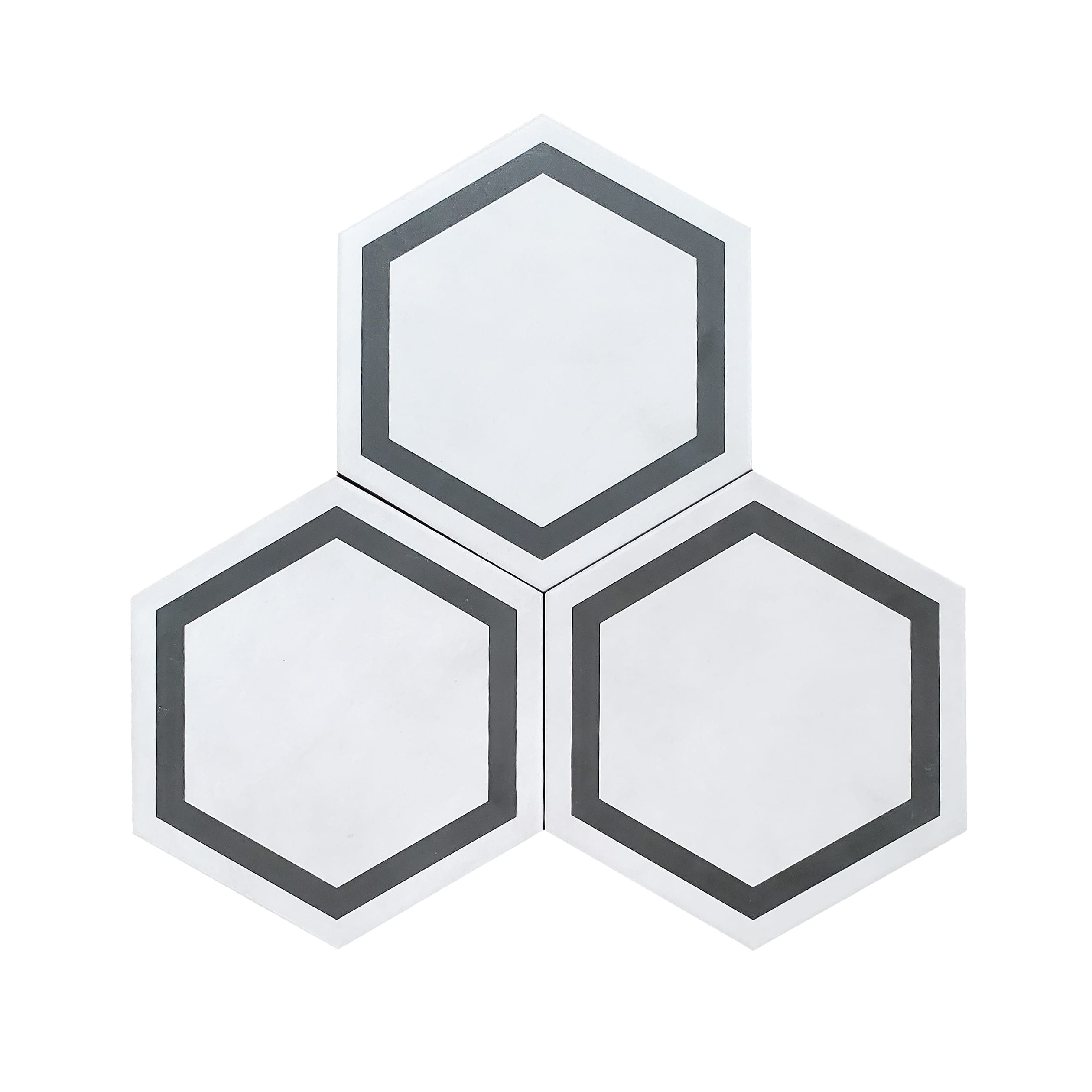 7×8 Form Hexagon Tile_Ivory wGraphite_2.80sfct_3.89r_3.25s