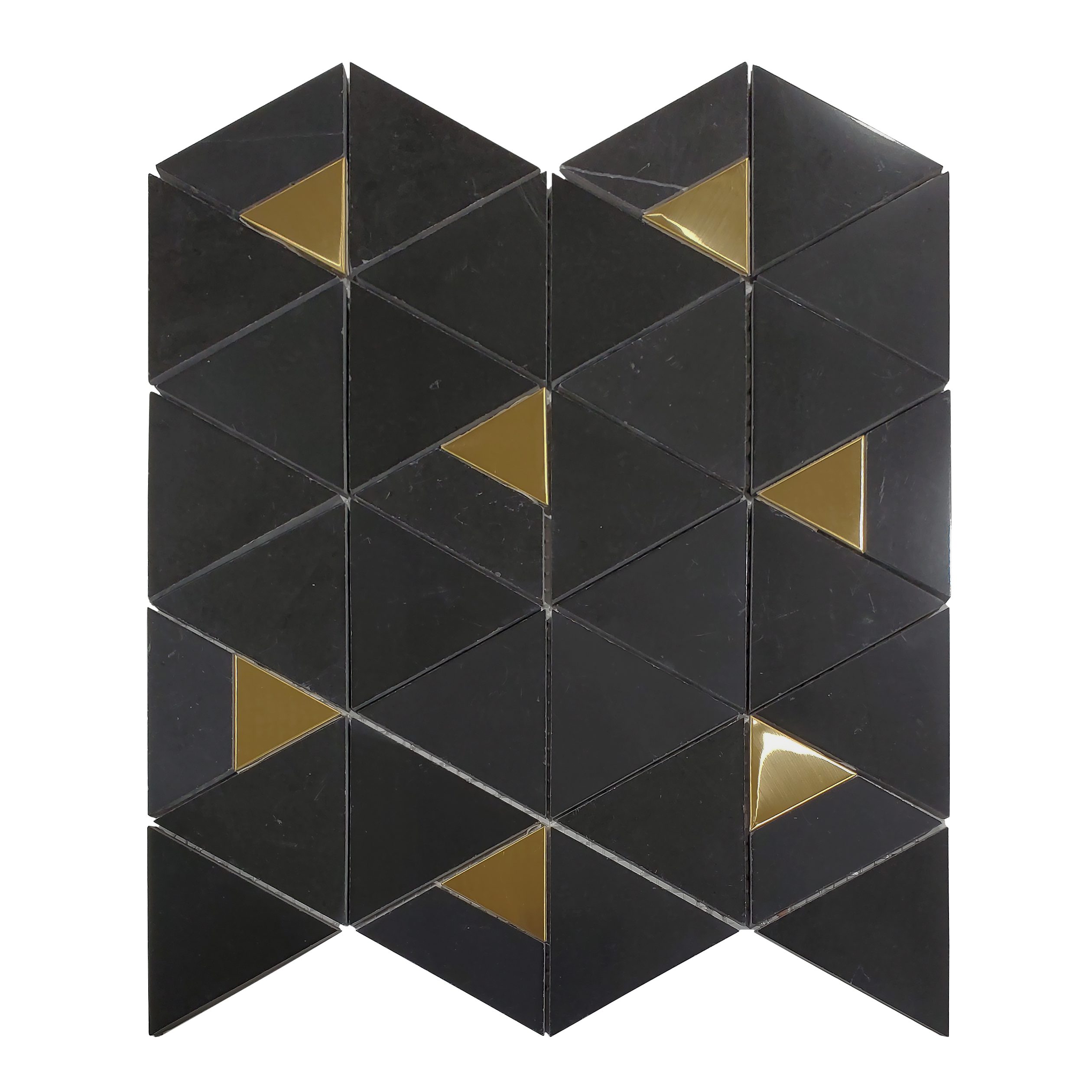 Art Deco Polished Marble Triangle Mosaic_Black wGold_28.79_16.95ea