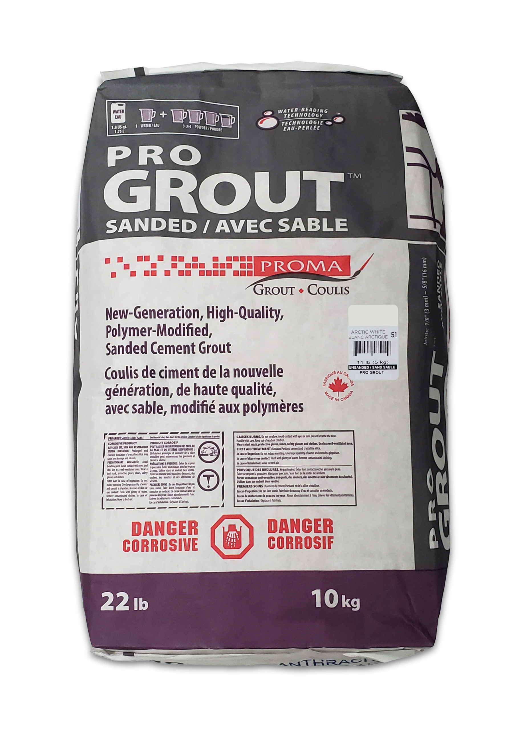 Pro Grout – Sanded_Arctic White_10kg_22lb